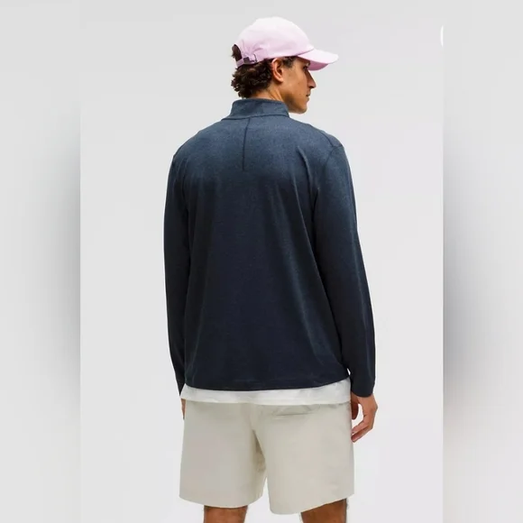 Lululemon Soft Jersey Half Zip Size Small, Heathered Classic Navy - Picture 3 of 11